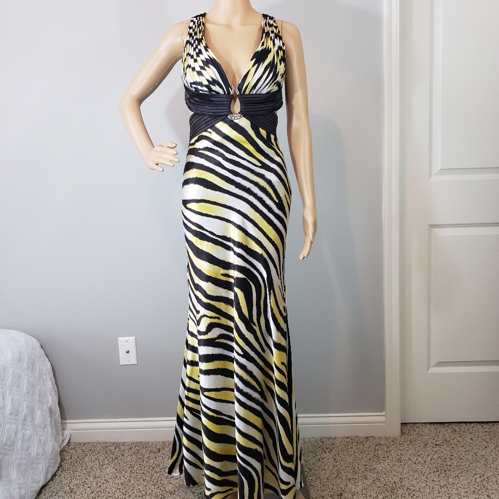 Cache Print Halter Prom Dress